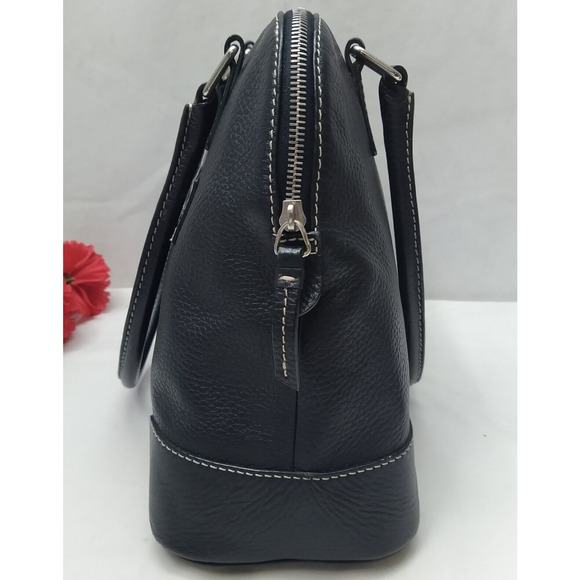 Dooney & Bourke Black Pebbled Leather Double Handles Zipper Satchel Shoulder Bag - Picture 6 of 16
